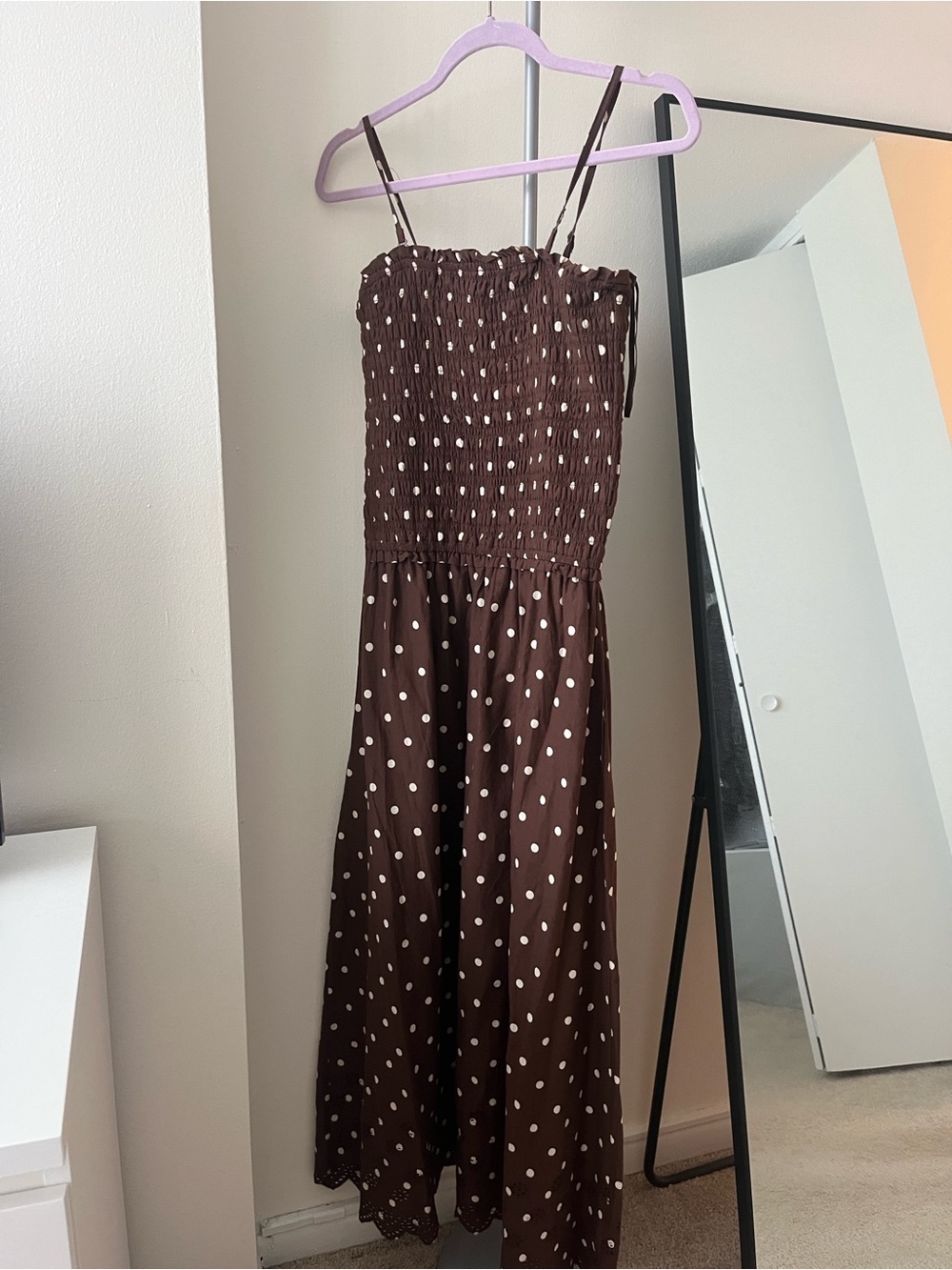 Brown Polka Dot Maxi Dress
